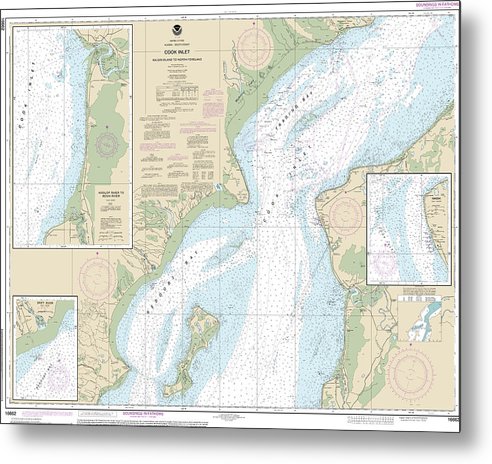 A beuatiful Metal Print of the Nautical Chart-16662 Cook Inlet-Kalgin Island-North Foreland - Metal Print by SeaKoast.  100% Guarenteed!