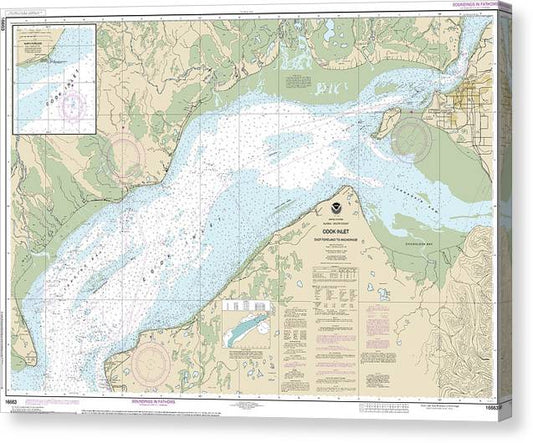 Nautical Chart-16663 Cook Inlet-East Foreland-Anchorage, North Foreland Canvas Print