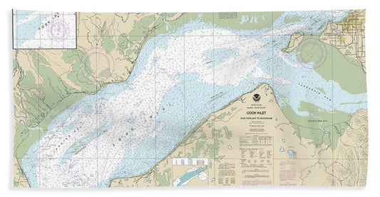 Nautical Chart-16663 Cook Inlet-east Foreland-anchorage, North Foreland - Beach Towel