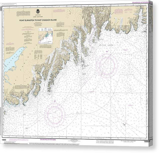 Nautical Chart-16680 Point Elrington-East Chugach Island Canvas Print