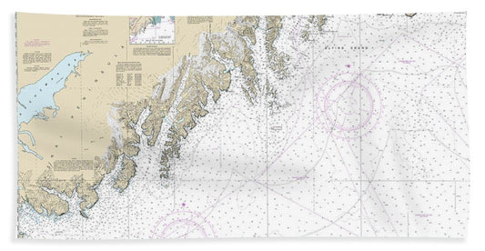 Nautical Chart-16680 Point Elrington-east Chugach Island - Bath Towel