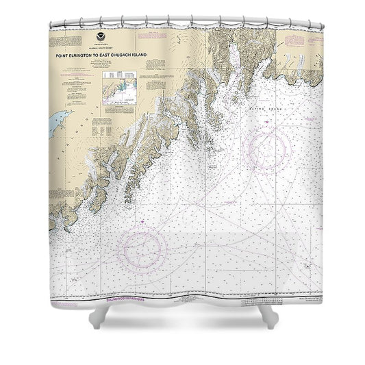 Nautical Chart 16680 Point Elrington East Chugach Island Shower Curtain