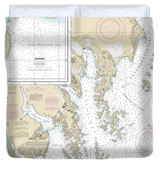 Nautical Chart 16682 Cape Resurrection Two Arm Bay, Seward Duvet Cover