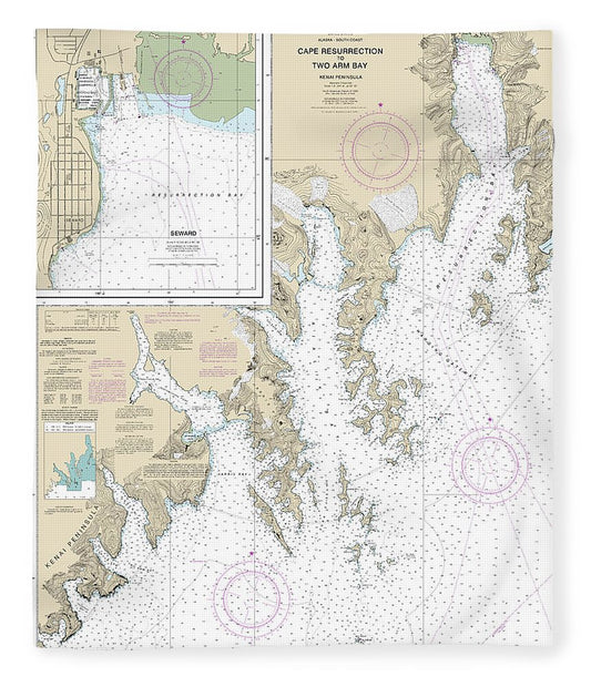 Nautical Chart 16682 Cape Resurrection Two Arm Bay, Seward Blanket