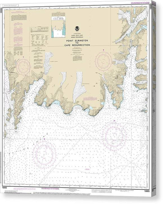 Nautical Chart-16683 Point Elrington-Cape Resurrection Canvas Print