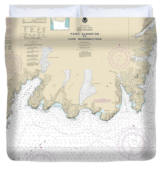 Nautical Chart 16683 Point Elrington Cape Resurrection Duvet Cover