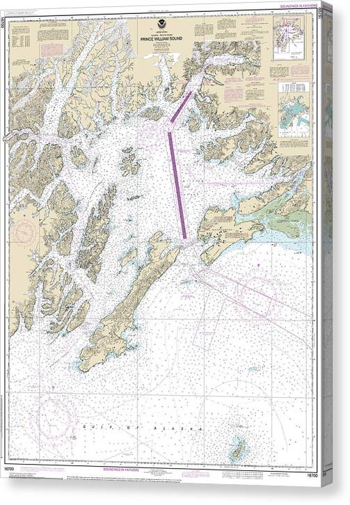 Nautical Chart-16700 Prince William Sound Canvas Print