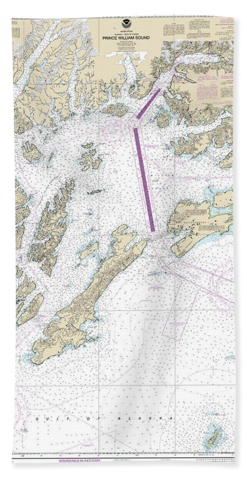 Nautical Chart-16700 Prince William Sound - Beach Towel