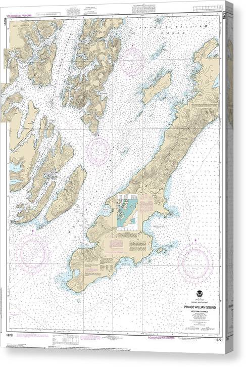 Nautical Chart-16701 Prince William Sound-Western Entrance Canvas Print
