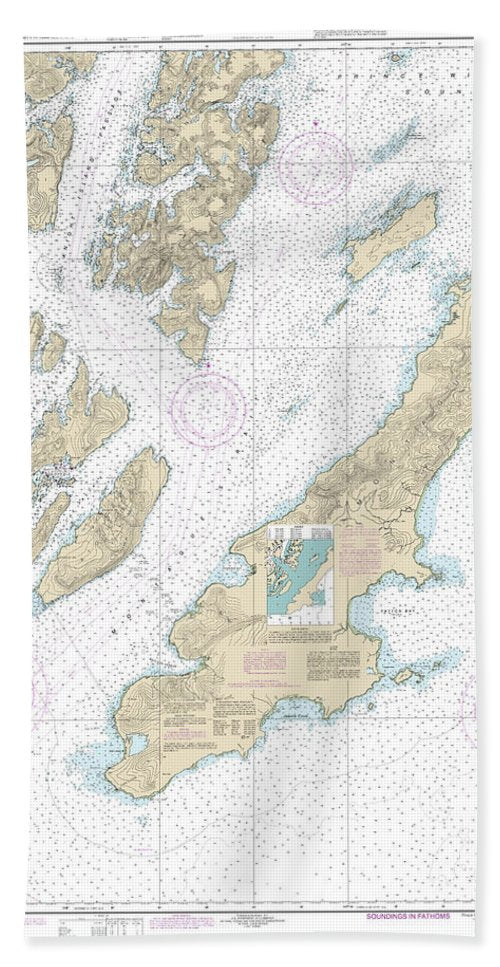 Nautical Chart-16701 Prince William Sound-western Entrance - Bath Towel