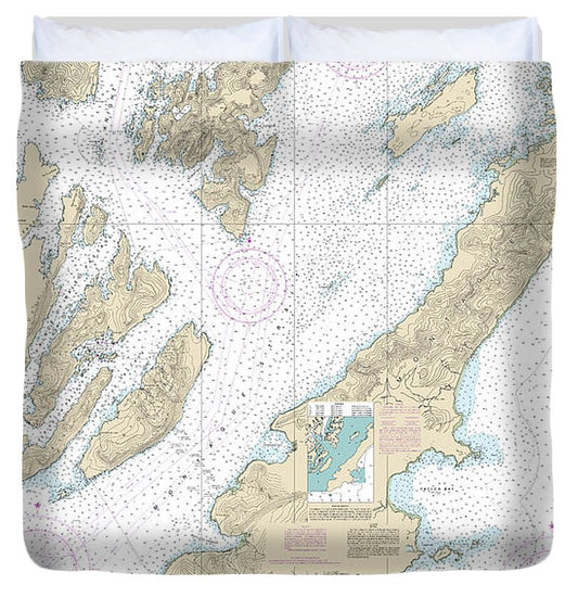 Nautical Chart 16701 Prince William Sound Western Entrance Duvet Cover