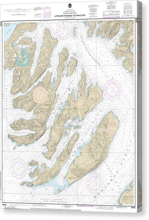 Nautical Chart-16702 Latouche Passage-Whale Bay Canvas Print