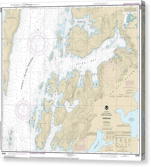 Nautical Chart-16704 Drier Bay, Prince William Sound Canvas Print