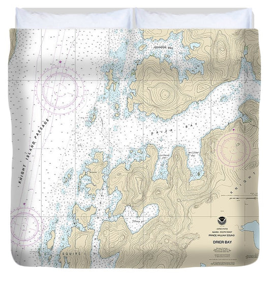 Nautical Chart 16704 Drier Bay, Prince William Sound Duvet Cover