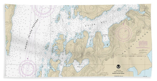 Nautical Chart-16704 Drier Bay, Prince William Sound - Beach Towel