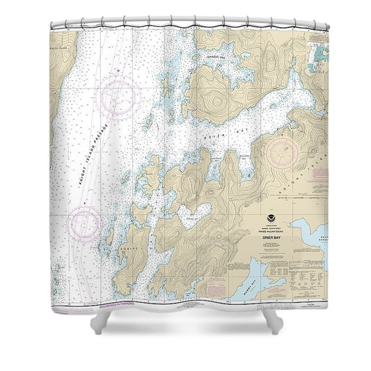 Nautical Chart 16704 Drier Bay, Prince William Sound Shower Curtain
