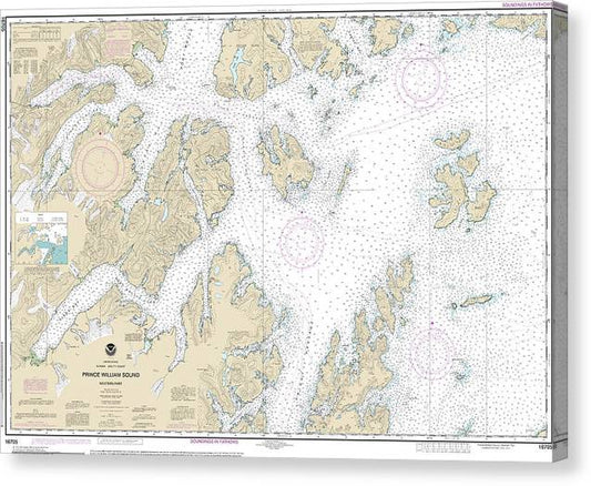 Nautical Chart-16705 Prince William Sound-Western Part Canvas Print