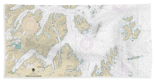 Nautical Chart-16705 Prince William Sound-western Part - Beach Towel