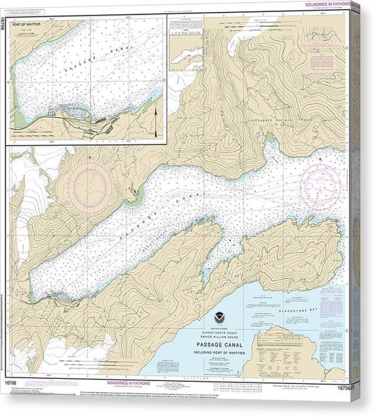 Nautical Chart-16706 Passage Canal Incl Port-Whittier, Port-Whittier Canvas Print