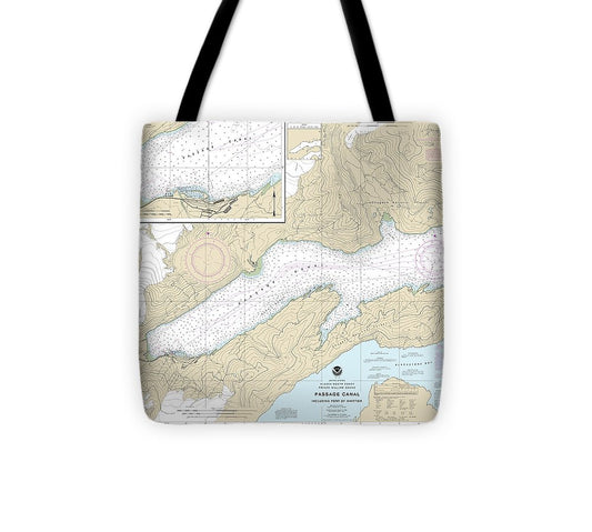 Nautical Chart 16706 Passage Canal Incl Port Whittier, Port Whittier Tote Bag