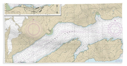 Nautical Chart-16706 Passage Canal Incl Port-whittier, Port-whittier - Bath Towel