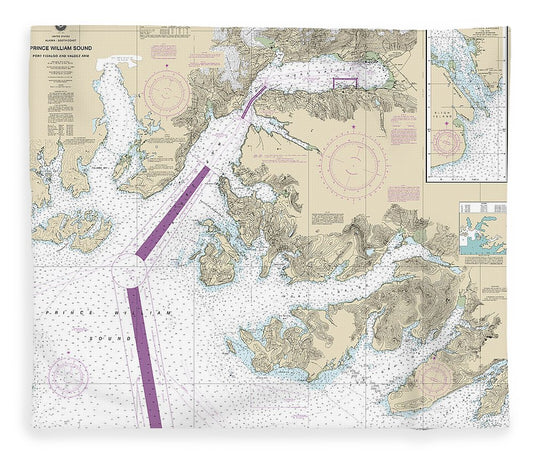 Nautical Chart 16708 Prince William Sound Port Fidalgo Valdez Arm, Tatitlek Narrows Blanket