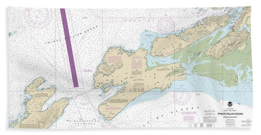 Nautical Chart-16709 Prince William Sound-eastern Entrance - Beach Towel