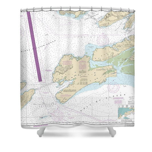 Nautical Chart 16709 Prince William Sound Eastern Entrance Shower Curtain