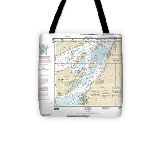 Nautical Chart 16710 Orca B Ln Channel Ls Cordova Tote Bag