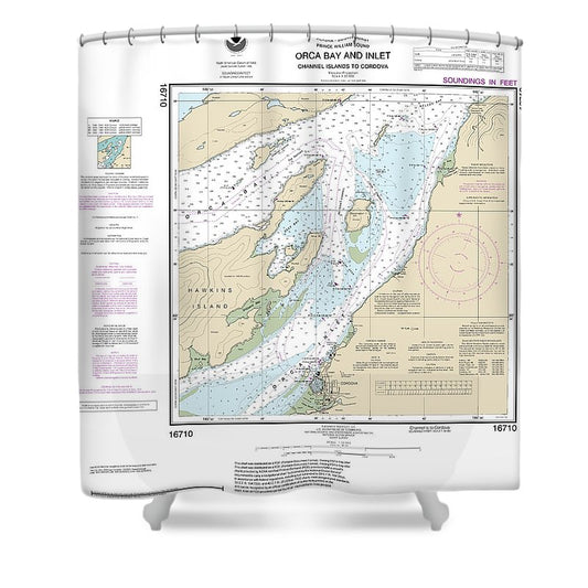 Nautical Chart 16710 Orca B Ln Channel Ls Cordova Shower Curtain