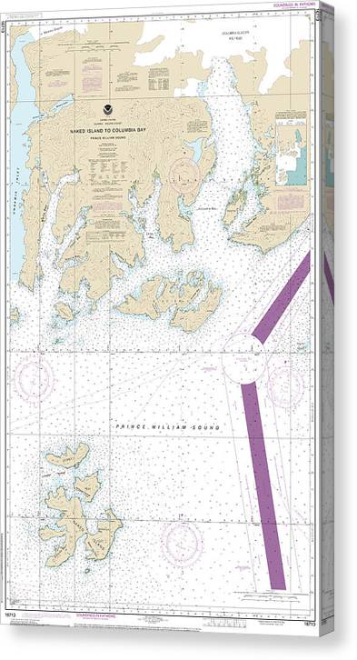 Nautical Chart-16713 Naked Island-Columbia Bay Canvas Print