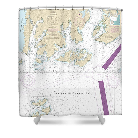 Nautical Chart 16713 Naked Island Columbia Bay Shower Curtain