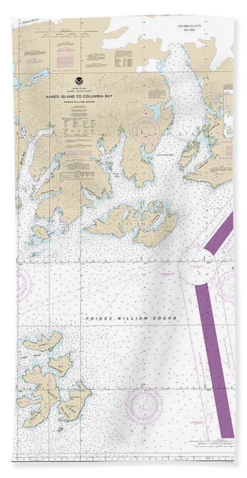 Nautical Chart-16713 Naked Island-columbia Bay - Bath Towel