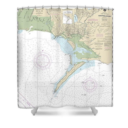 Nautical Chart 16723 Controller Bay Shower Curtain