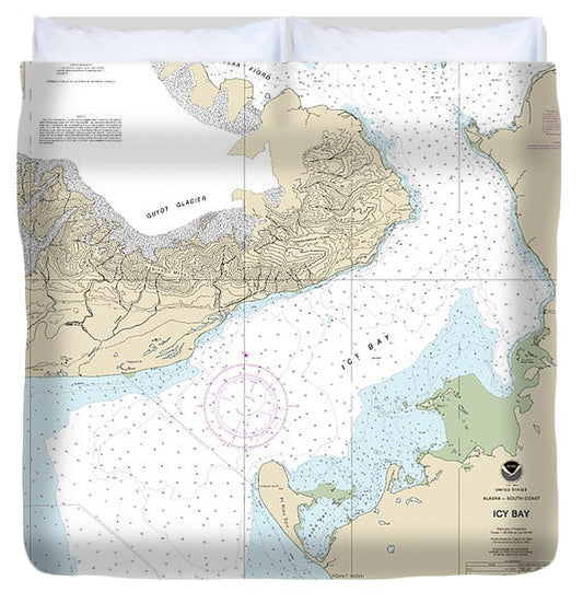 Nautical Chart 16741 Icy Bay Duvet Cover