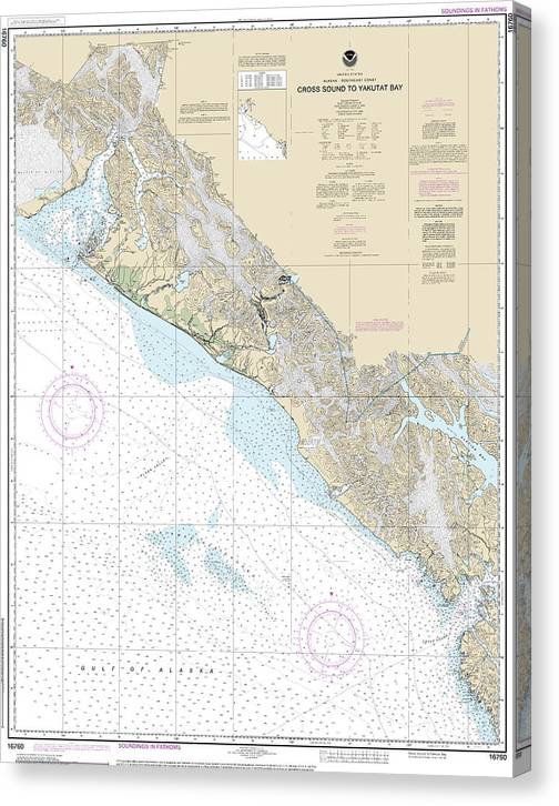 Nautical Chart-16760 Cross Sound-Yakutat Bay Canvas Print