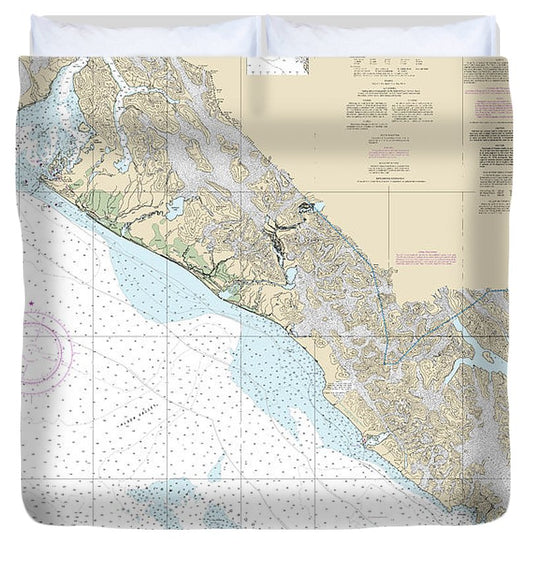 Nautical Chart 16760 Cross Sound Yakutat Bay Duvet Cover