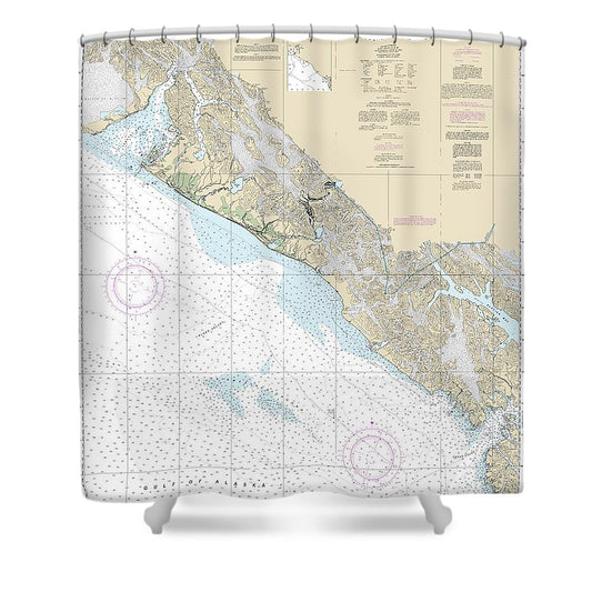 Nautical Chart 16760 Cross Sound Yakutat Bay Shower Curtain