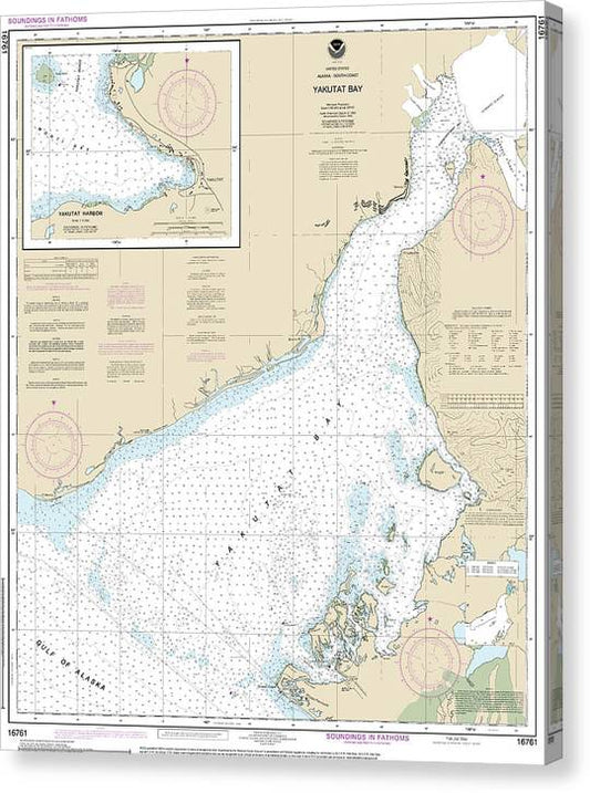 Nautical Chart-16761 Yakutat Bay, Yakutat Harbor Canvas Print