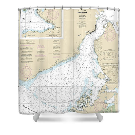 Nautical Chart 16761 Yakutat Bay, Yakutat Harbor Shower Curtain