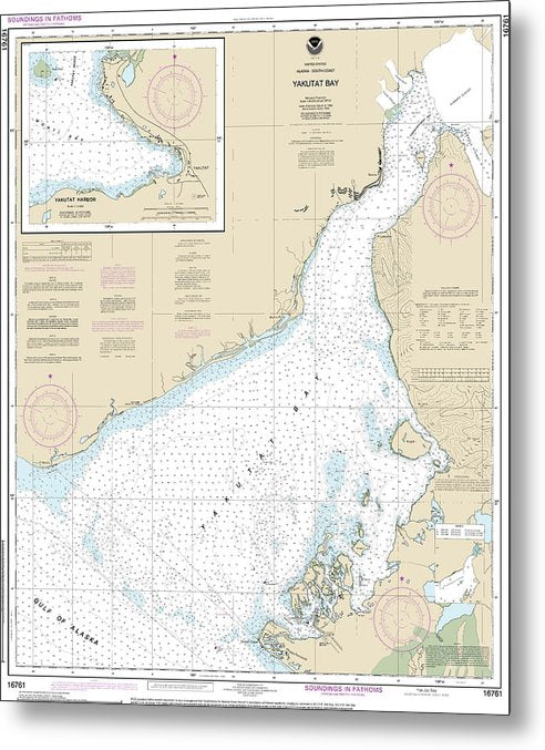 A beuatiful Metal Print of the Nautical Chart-16761 Yakutat Bay, Yakutat Harbor - Metal Print by SeaKoast.  100% Guarenteed!
