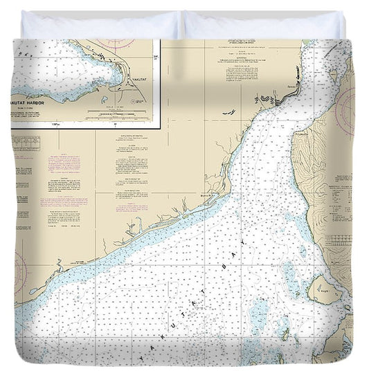 Nautical Chart 16761 Yakutat Bay, Yakutat Harbor Duvet Cover