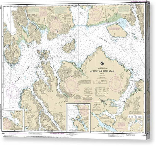 Nautical Chart-17302 Icy Strait-Cross Sound, Inian Cove, Elfin Cove Canvas Print