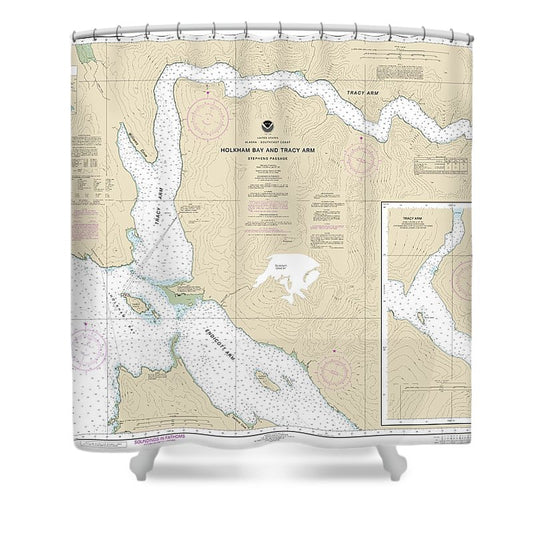 Nautical Chart 17311 Holkham Bay Tracy Arm Stephens Passage Shower Curtain