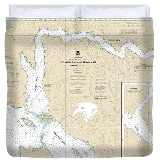 Nautical Chart 17311 Holkham Bay Tracy Arm Stephens Passage Duvet Cover