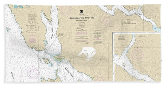 Nautical Chart-17311 Holkham Bay-tracy Arm - Stephens Passage - Bath Towel