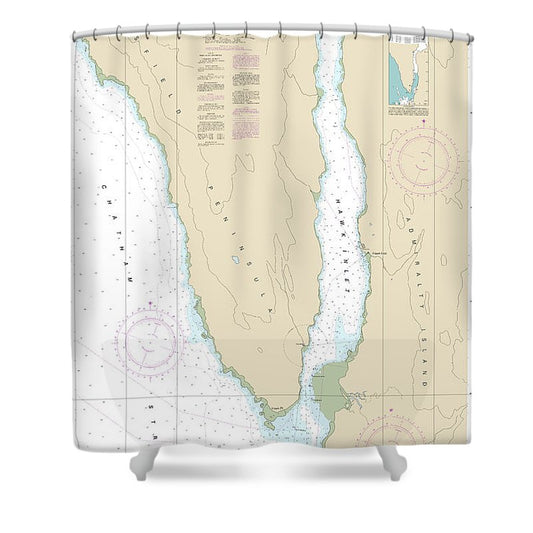 Nautical Chart 17312 Hawk Inlet, Chatham Strait Shower Curtain