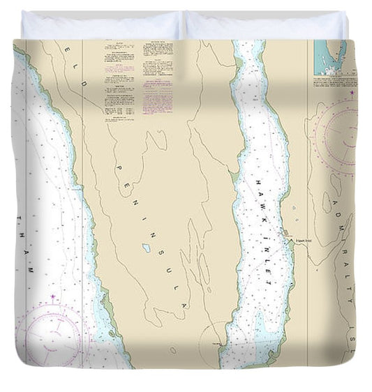 Nautical Chart 17312 Hawk Inlet, Chatham Strait Duvet Cover
