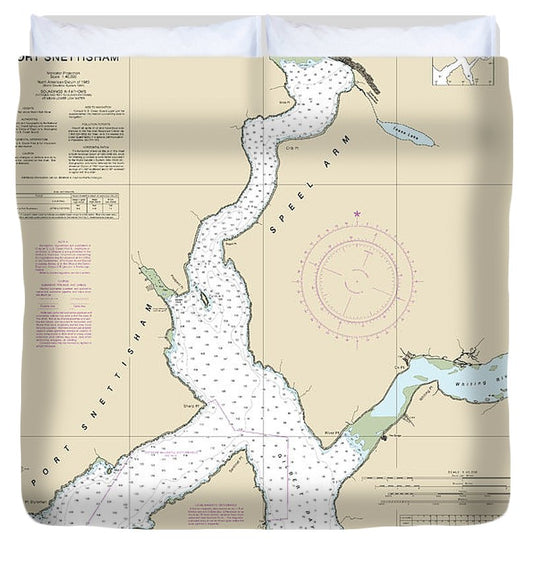 Nautical Chart 17313 Port Snettisham Duvet Cover
