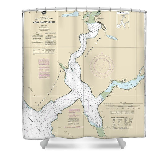 Nautical Chart 17313 Port Snettisham Shower Curtain